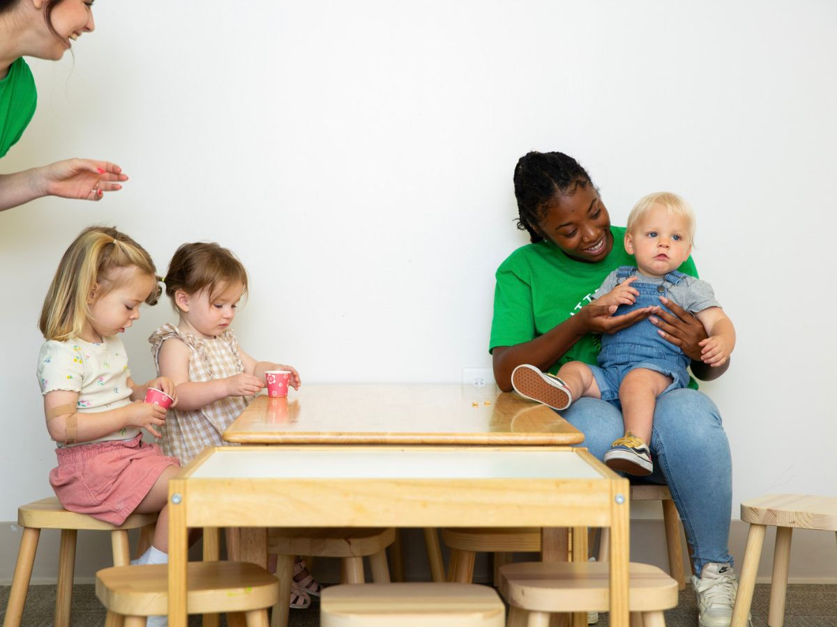 Bible Games for Kids: church staff having a snack with kids