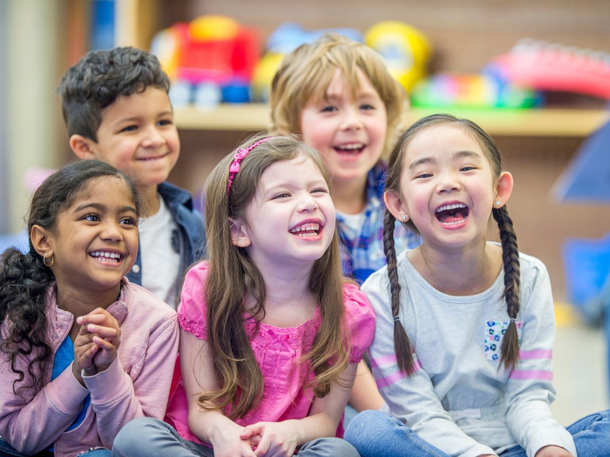 Bible Games for Kids: kids laughing in bible class